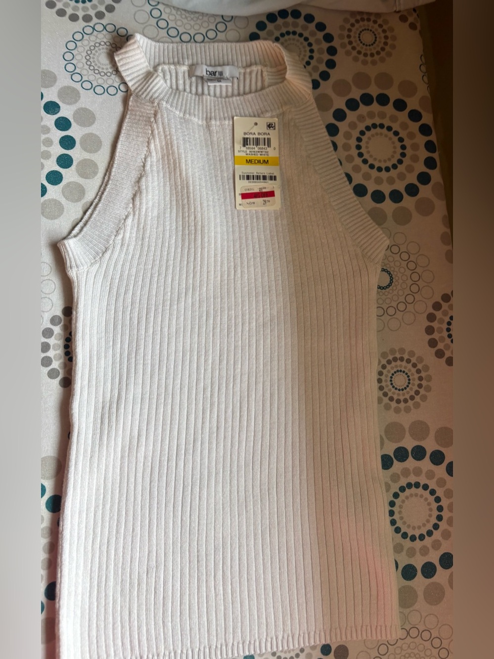 NWT- medium bar iii White Ribbed Sleeveless Knit Tank Top